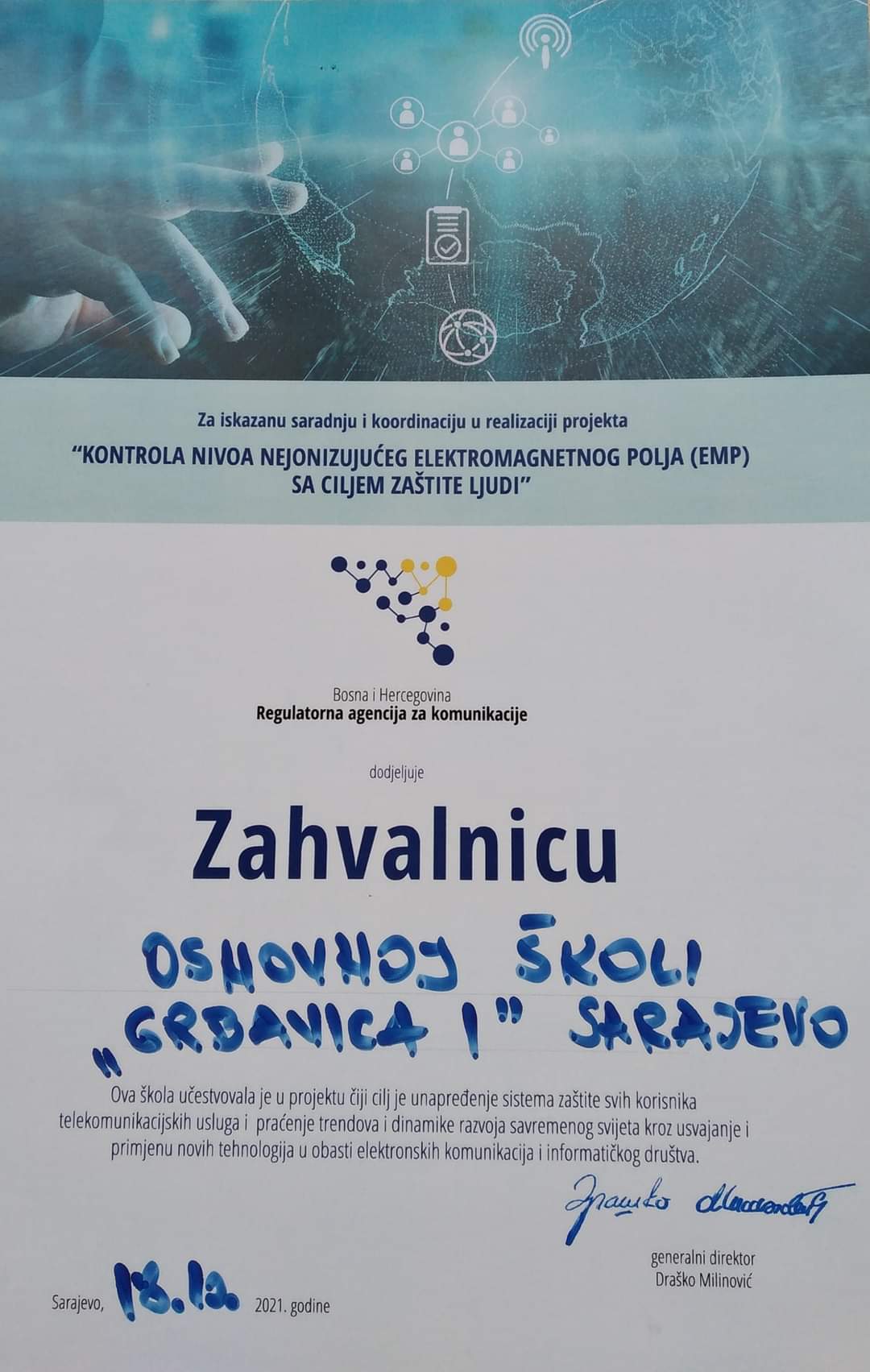 You are currently viewing Naša škola” Grbavica I” je učestvovala u projektu