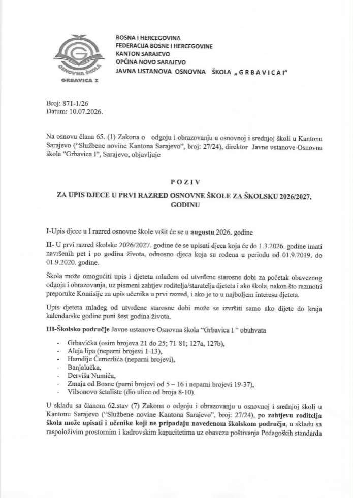 OŠ "Grbavica I"